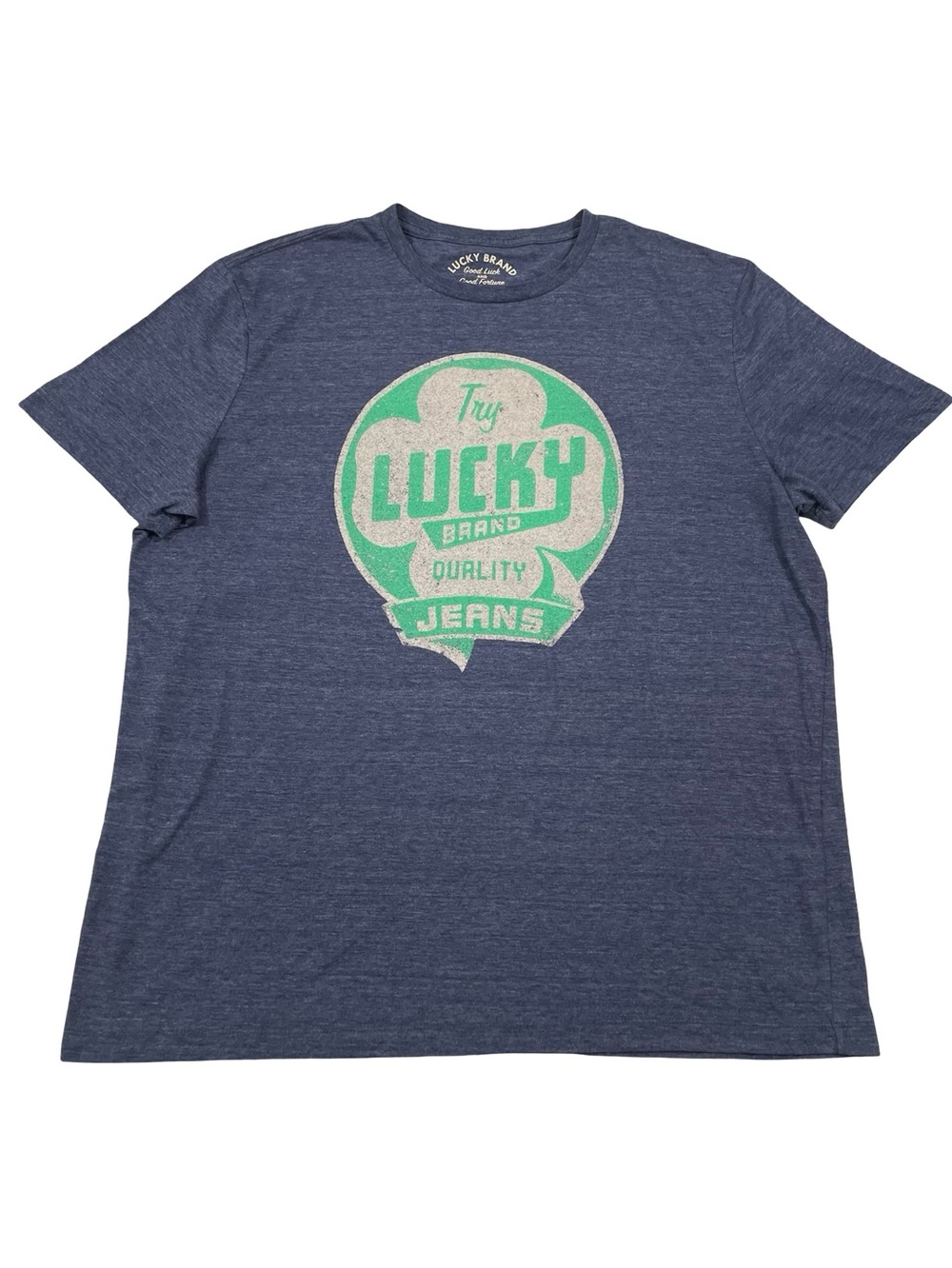 Lucky Brand Vintage Inspired Four Leaf Clover Blue Tee Size XL (Retail $40)